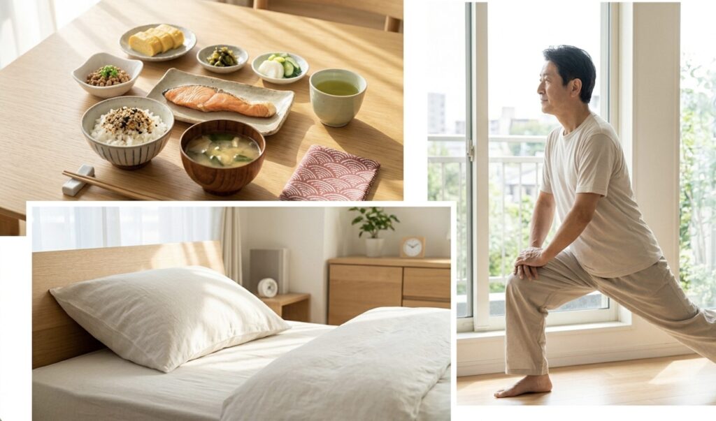 食事・睡眠・運動など頭皮環境を整える生活習慣のイメージ