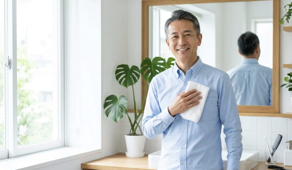 清潔感のある服装で身だしなみを整えた50代男性