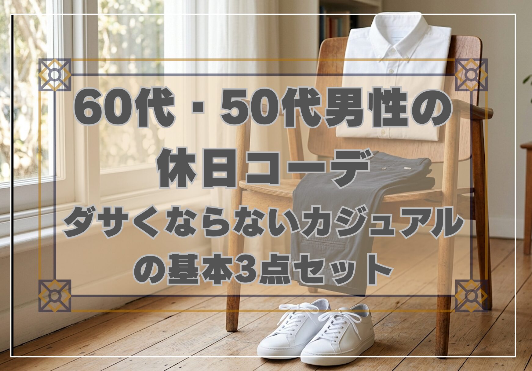 50代60代男性の休日カジュアルコーデ 清潔感のある3点セット